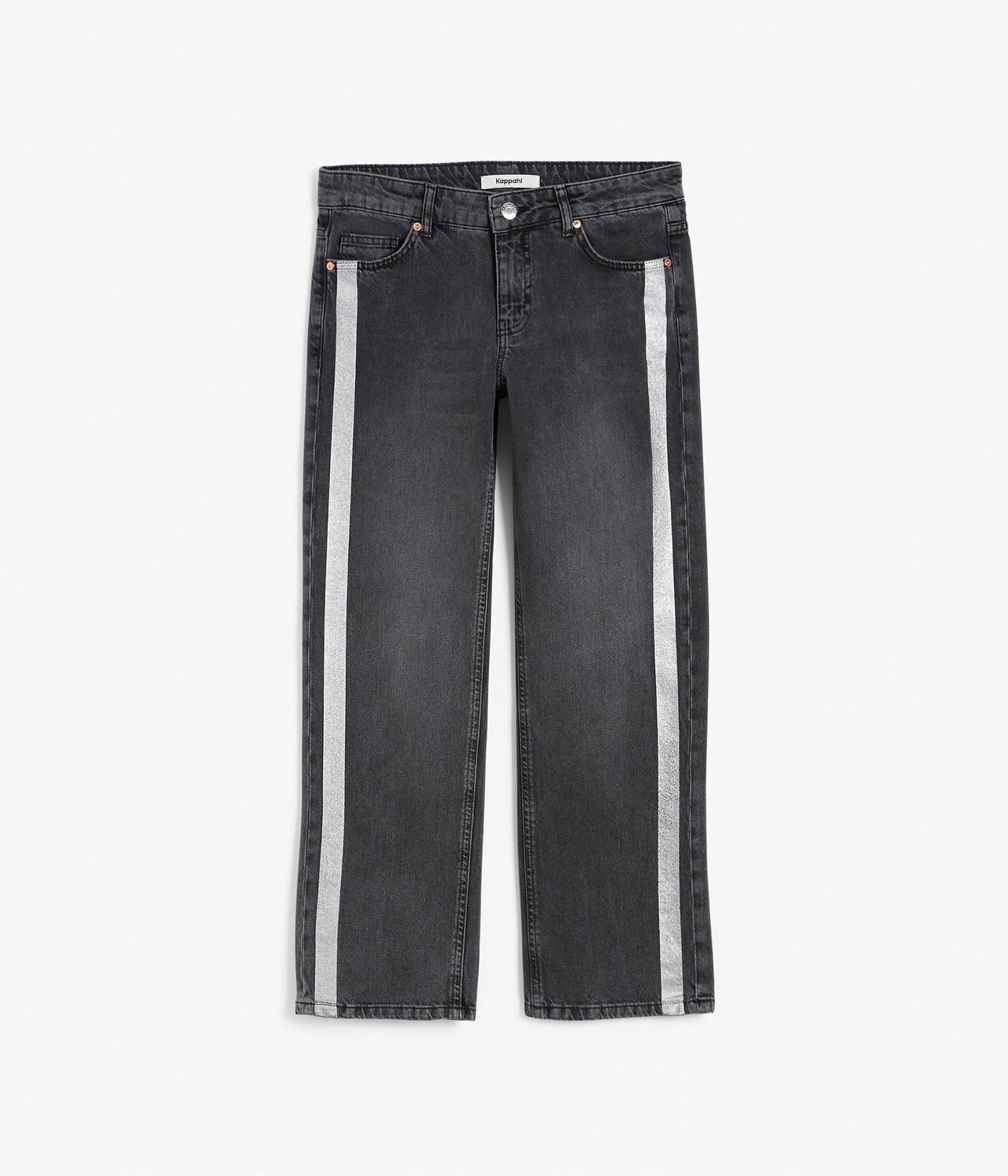 Cropped jeans med revärer Svart - null - 6