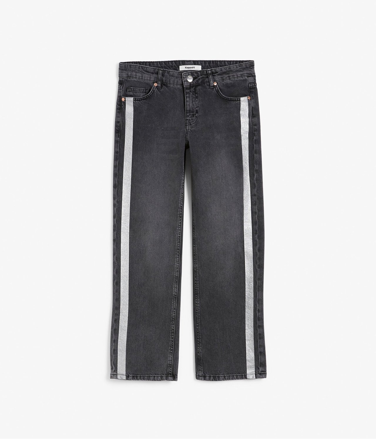 Cropped jeans med revärer Svart - null - 1