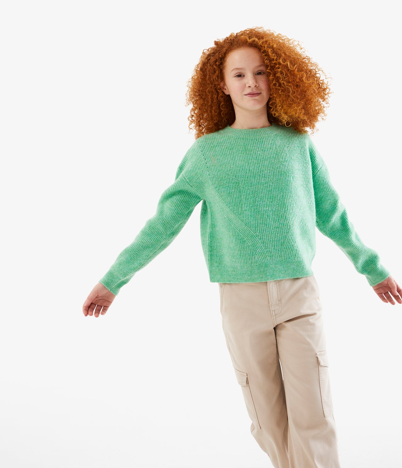 Dzianinowy sweter - Zielony - 3