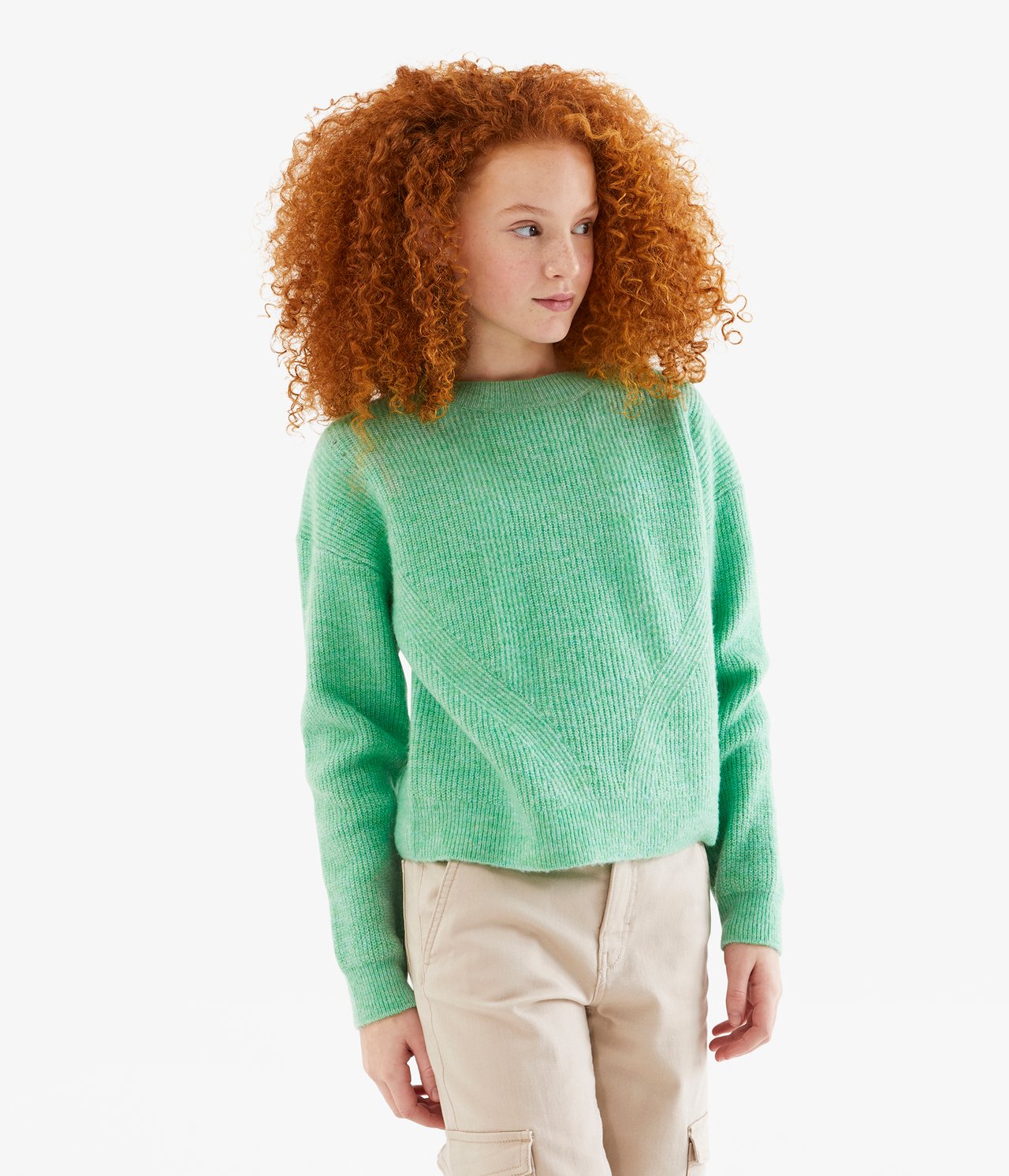Dzianinowy sweter - Zielony - 1