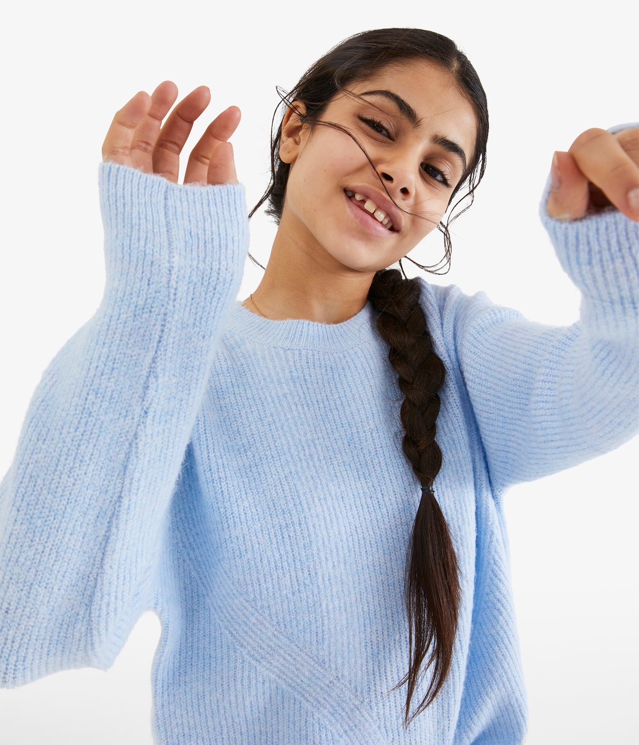 Dzianinowy sweter - Jasnoniebieski - 3