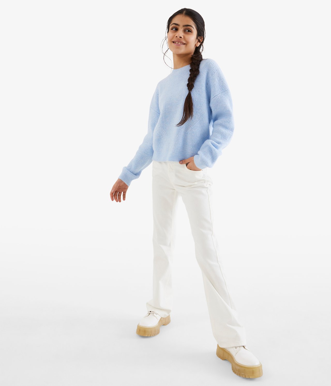 Dzianinowy sweter - Jasnoniebieski - 4