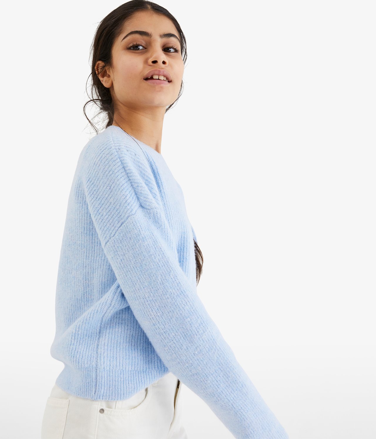 Dzianinowy sweter - Jasnoniebieski - 2