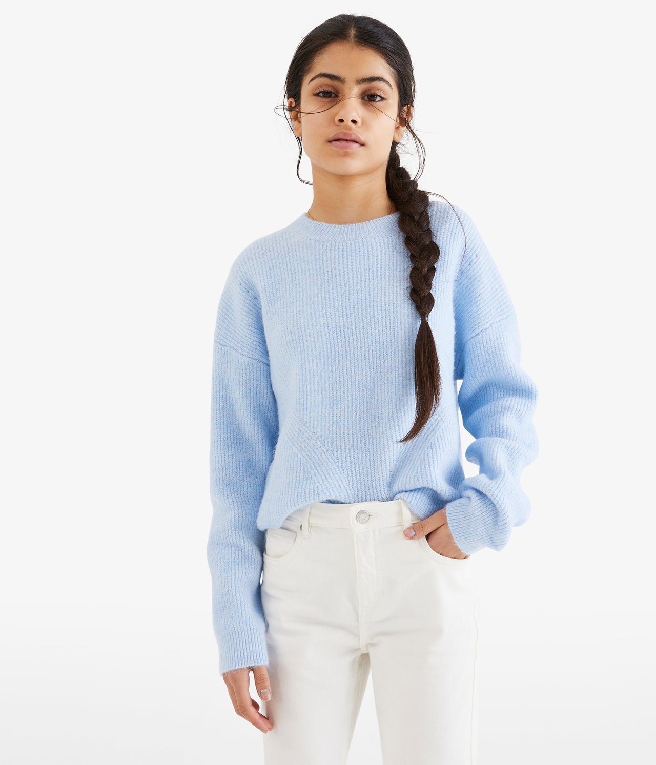 Dzianinowy sweter - Jasnoniebieski - 1