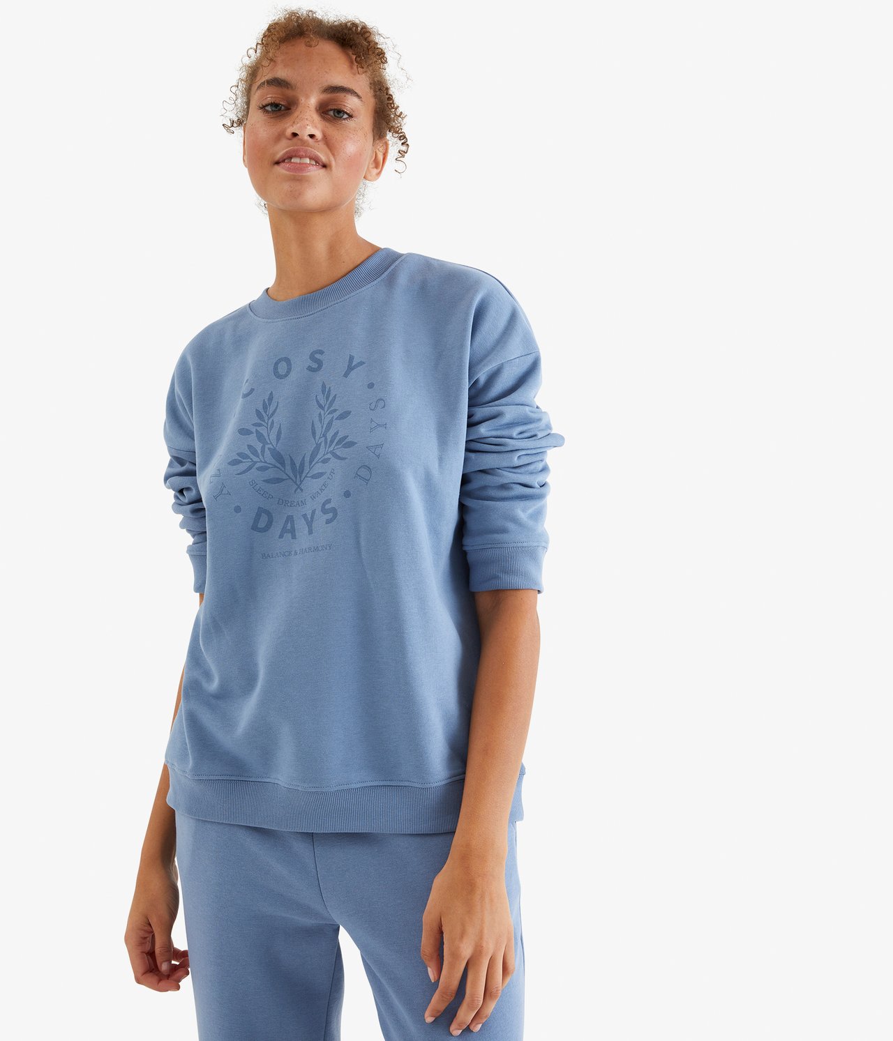 Sweatshirt med tryck - Blå - 1