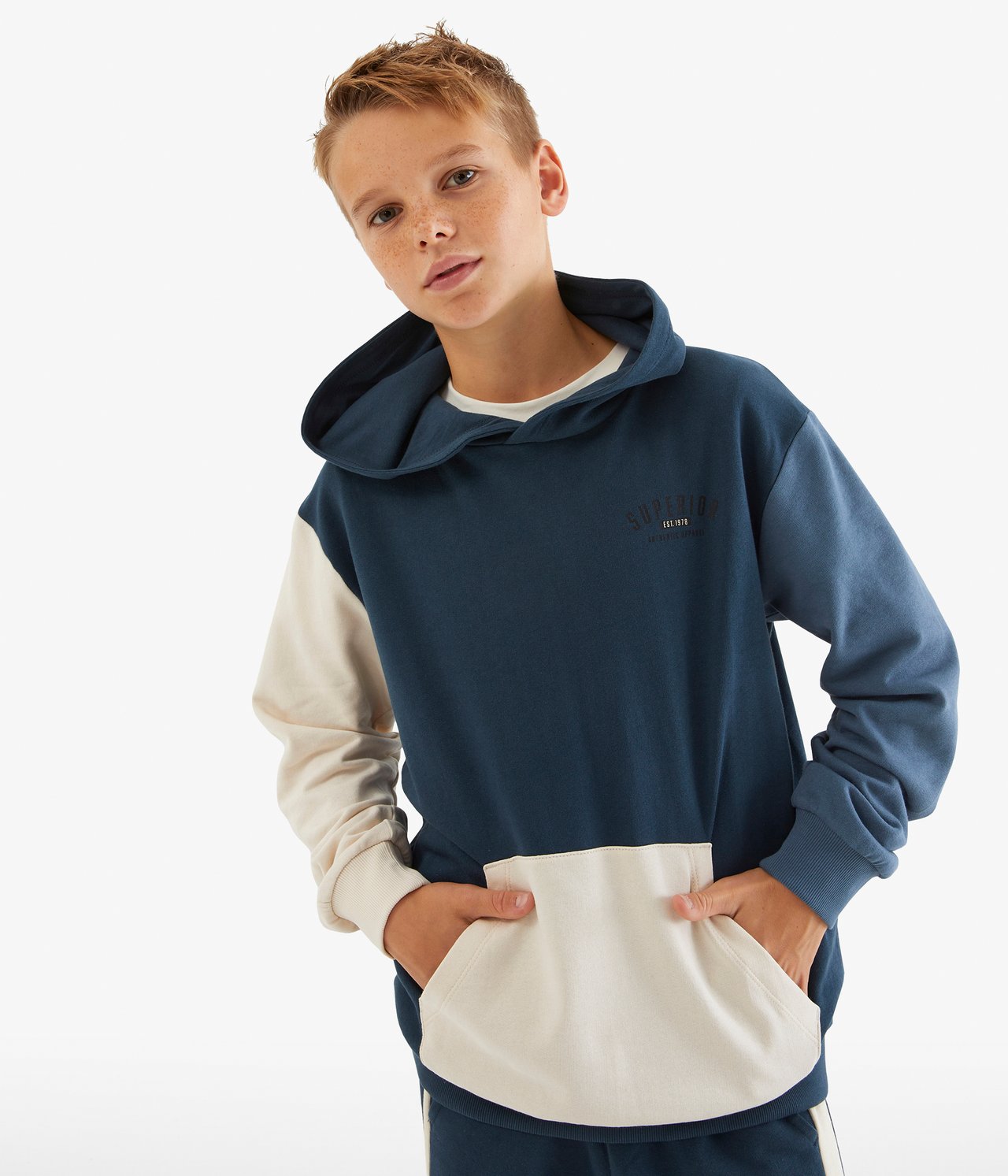 Bluza z kapturem - Ciemnoniebieski - 1