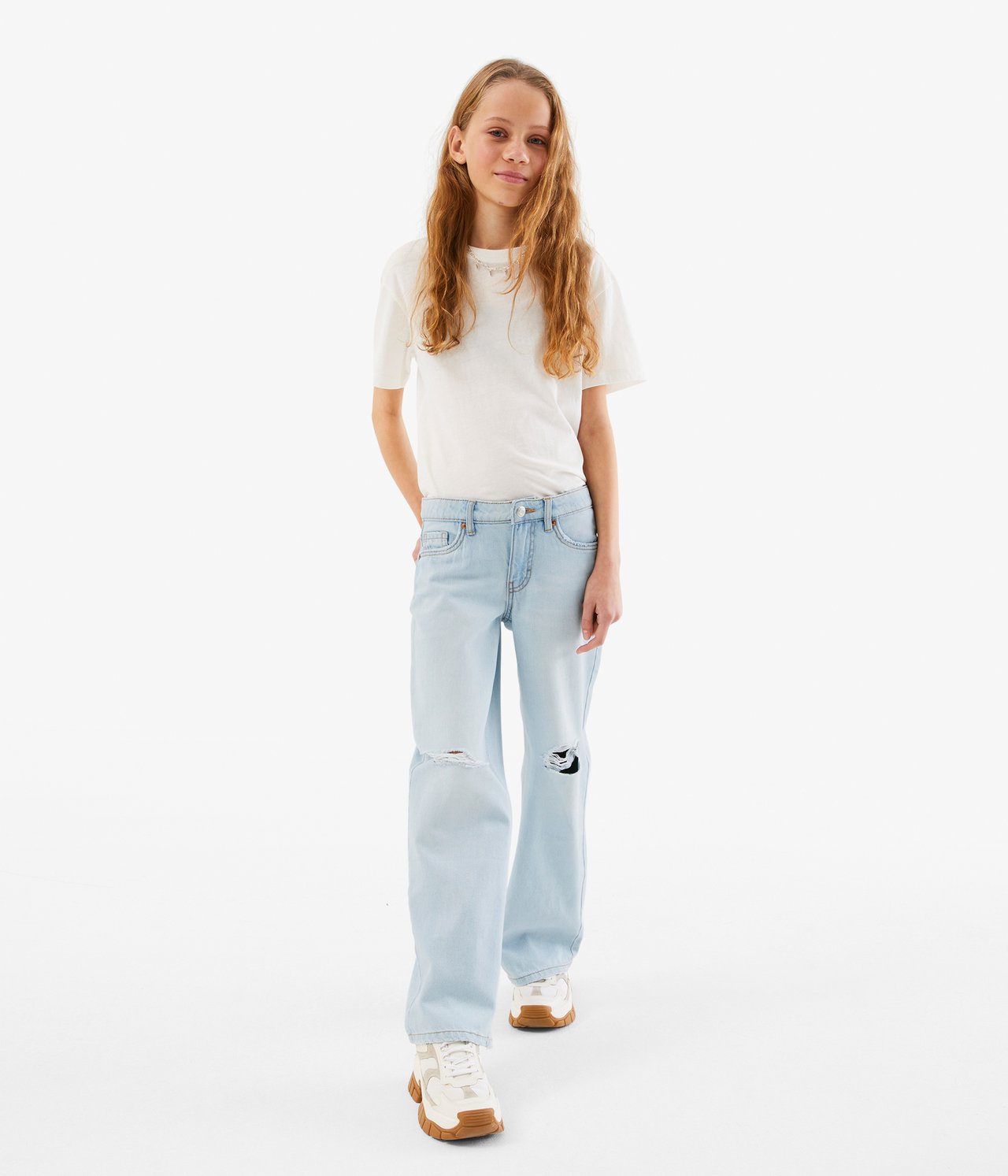 Jeans loose fit low waist Ljus denim - null - 1