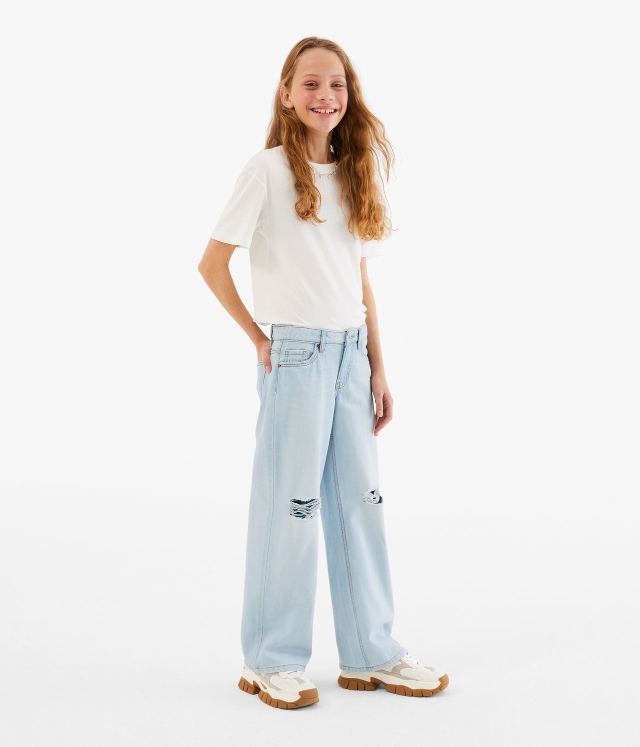 Jeans loose fit low waist - Ljus denim - 3