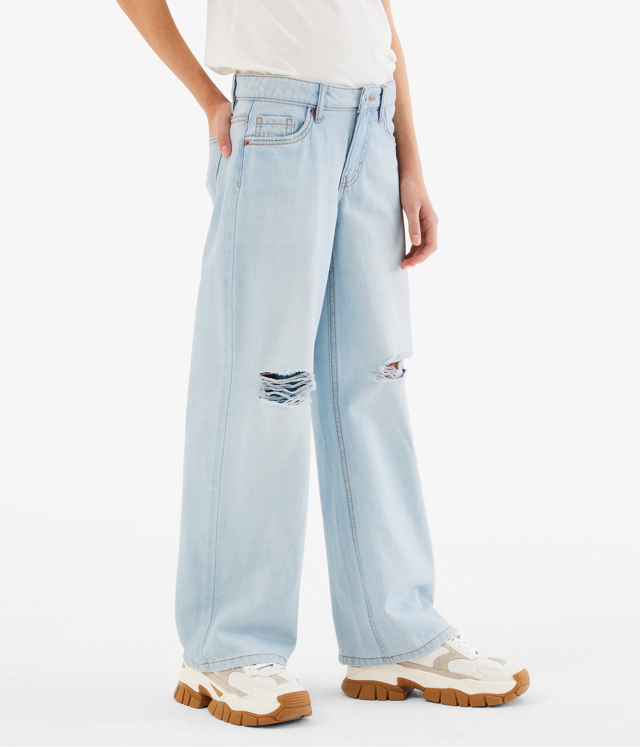 Jeans loose fit low waist - Ljus denim - 4