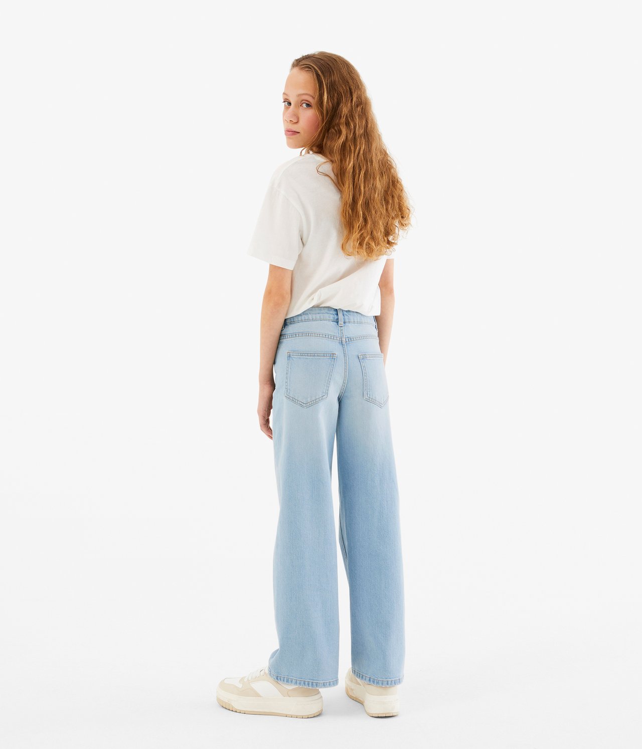 Jeans wide fit mid waist Vaalea denimi - null - 4