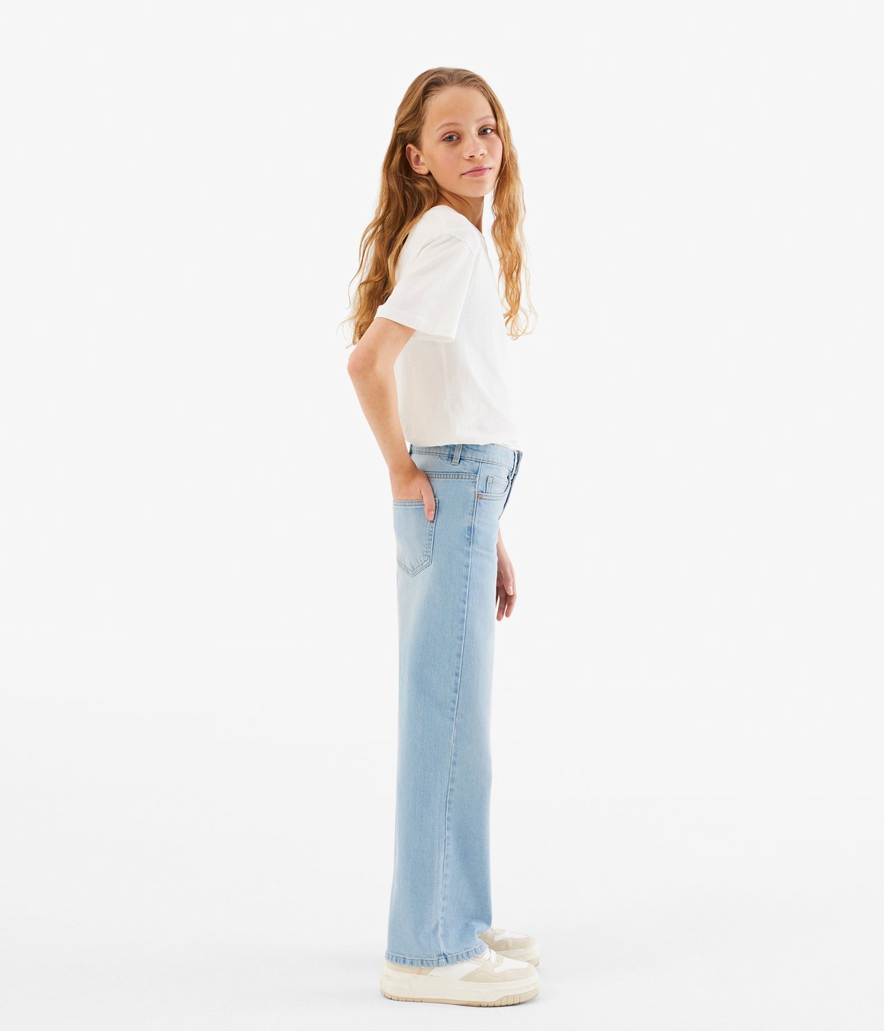 Jeans wide fit mid waist - Ljus denim - 4