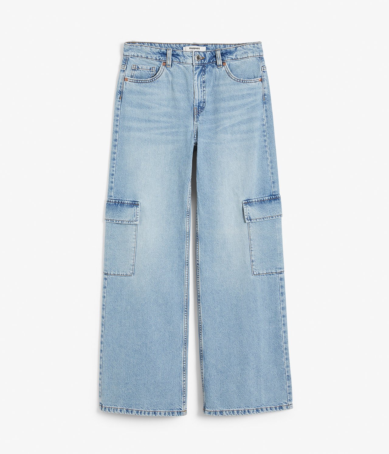 Dżinsy Wide High Waist z kieszeniami cargo - Jasny dżins - 7