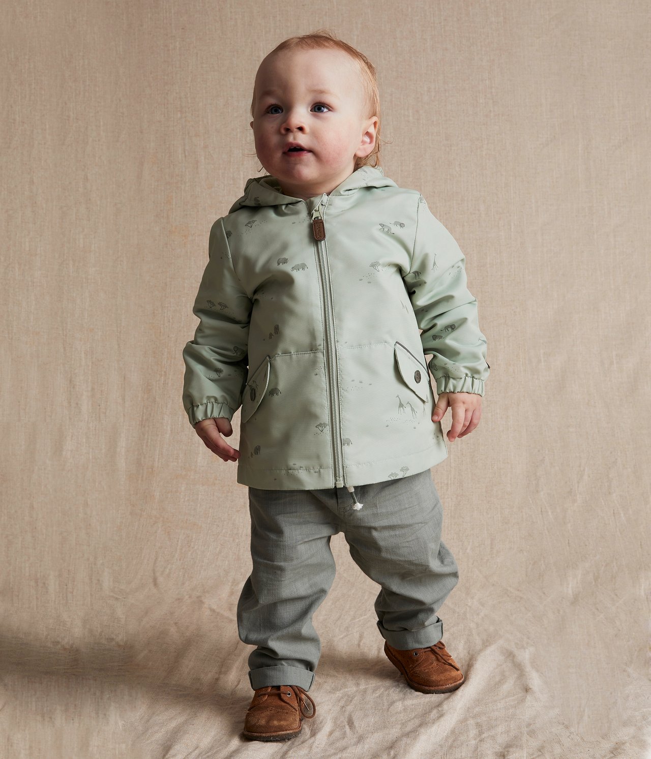 Mönstrad babyjacka - Grön - 1