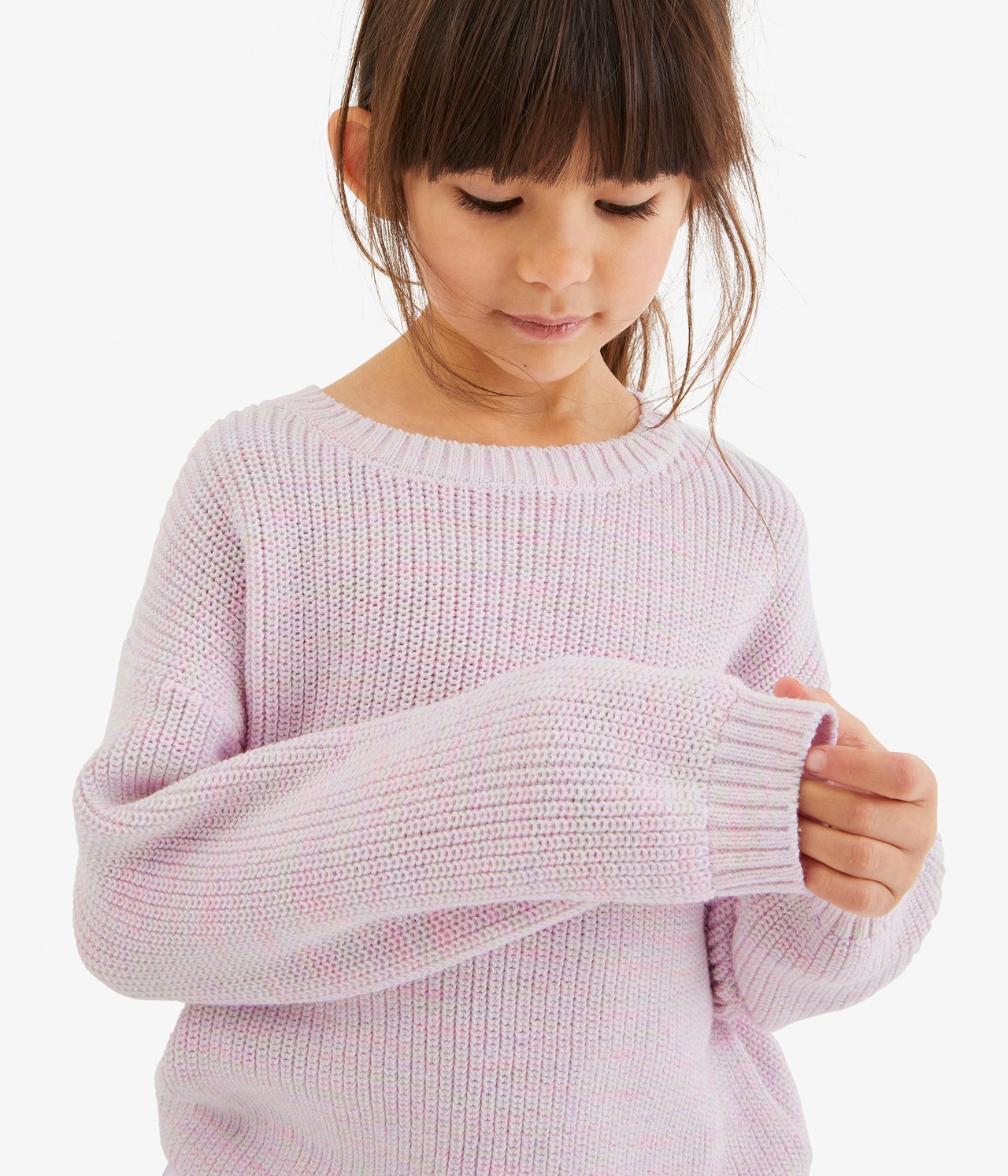 Dzianinowy sweter - Jasnoróżowy - 1