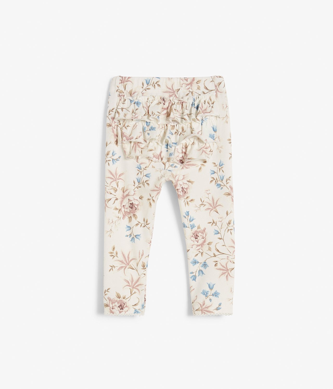 Vauvojen kukkakuvioiset leggingsit, joissa röyhelöt - Luonnonvalkoinen - 2