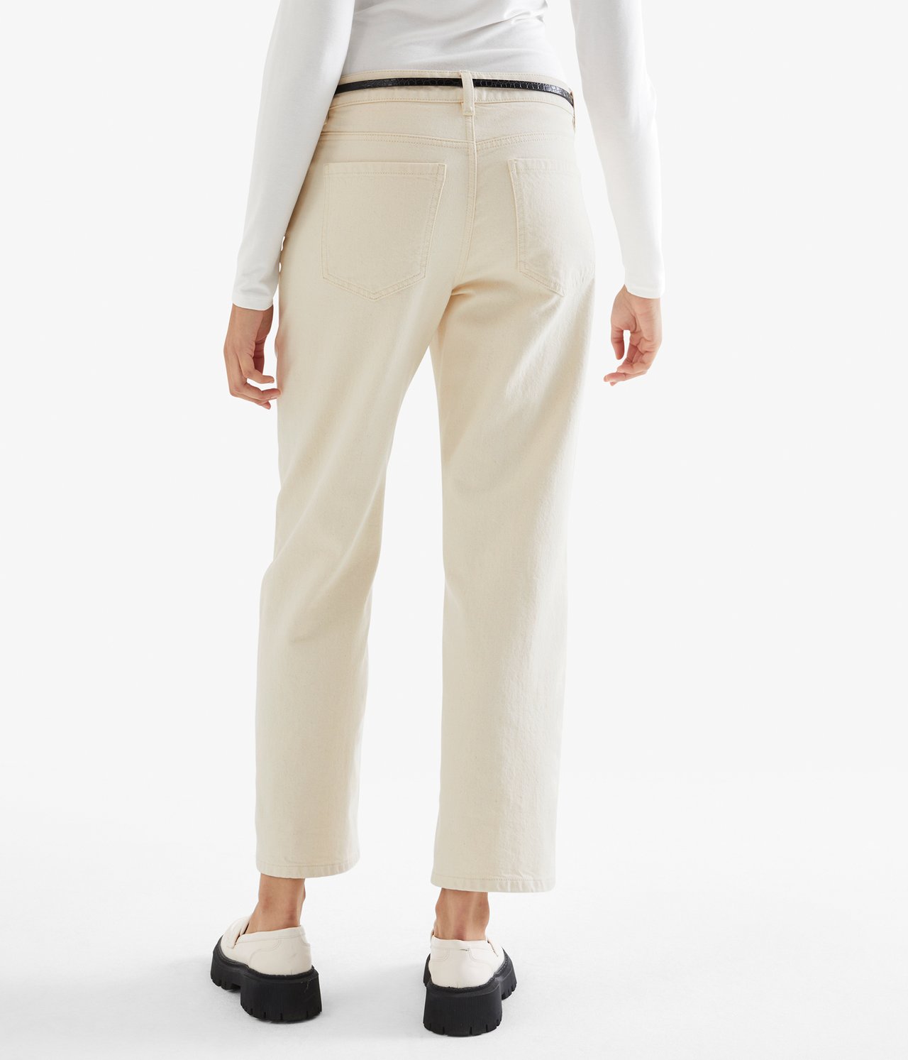 Dżinsy Cropped Straight Twill Low Waist - Offwhite - 4