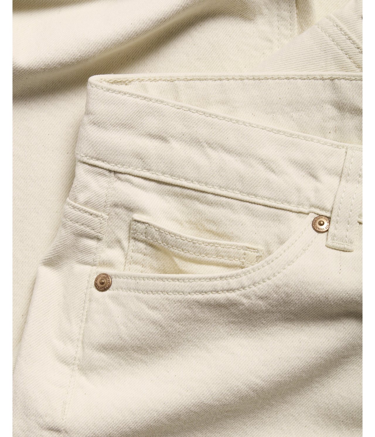 Cropped Straight Twill Jeans Low Waist Luonnonvalkoinen - null - 5