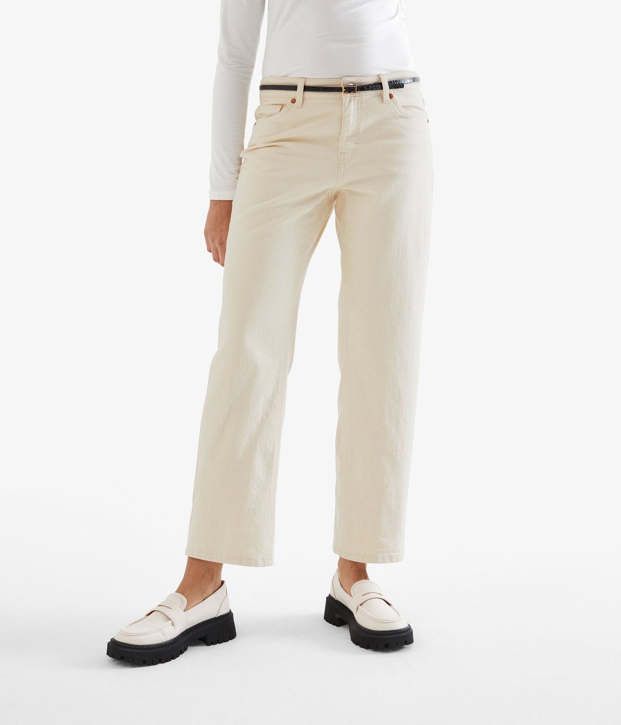 Dżinsy Cropped Straight Twill Low Waist - Offwhite - 1