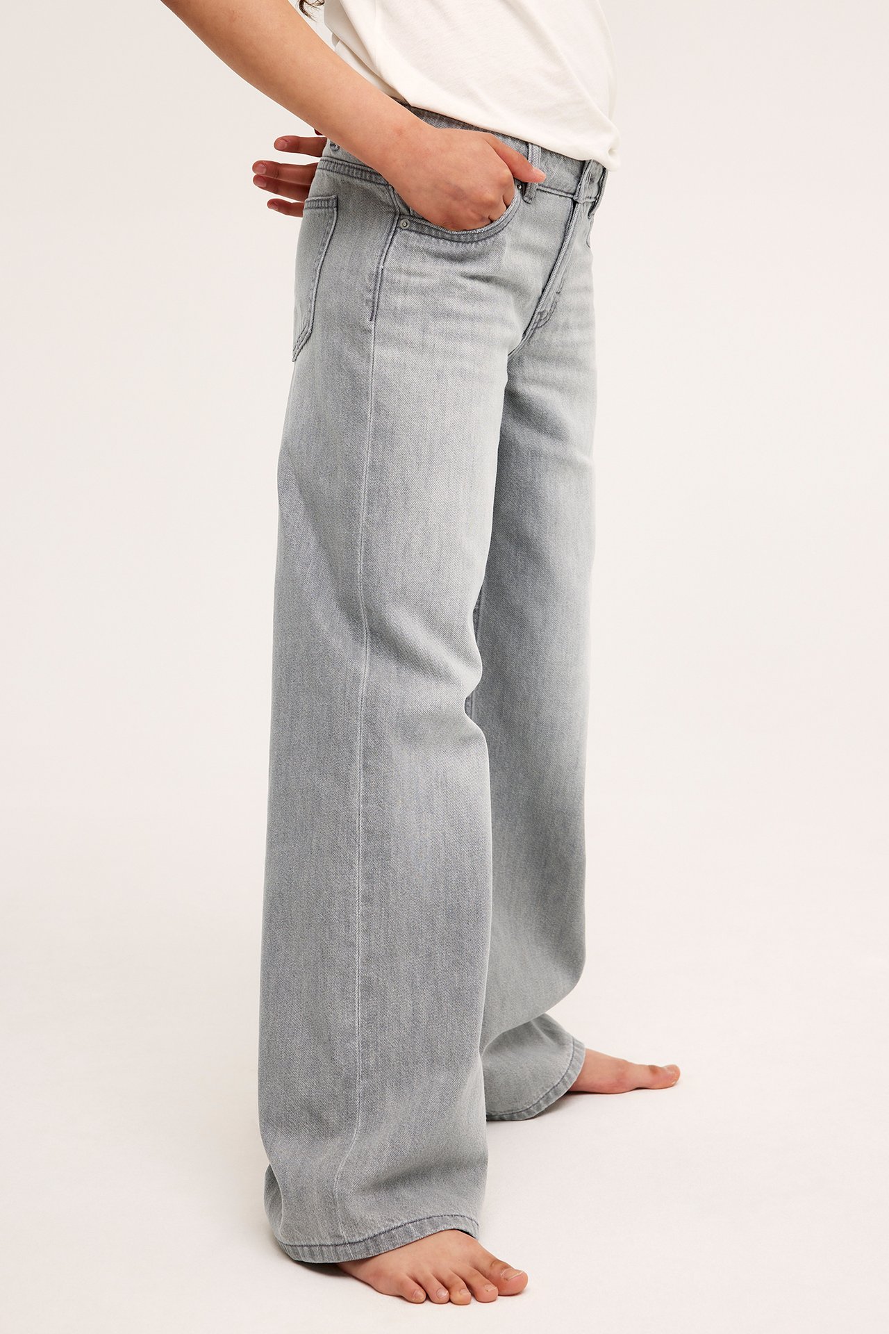 Loose jeans low waist - Ljusgrå - 3