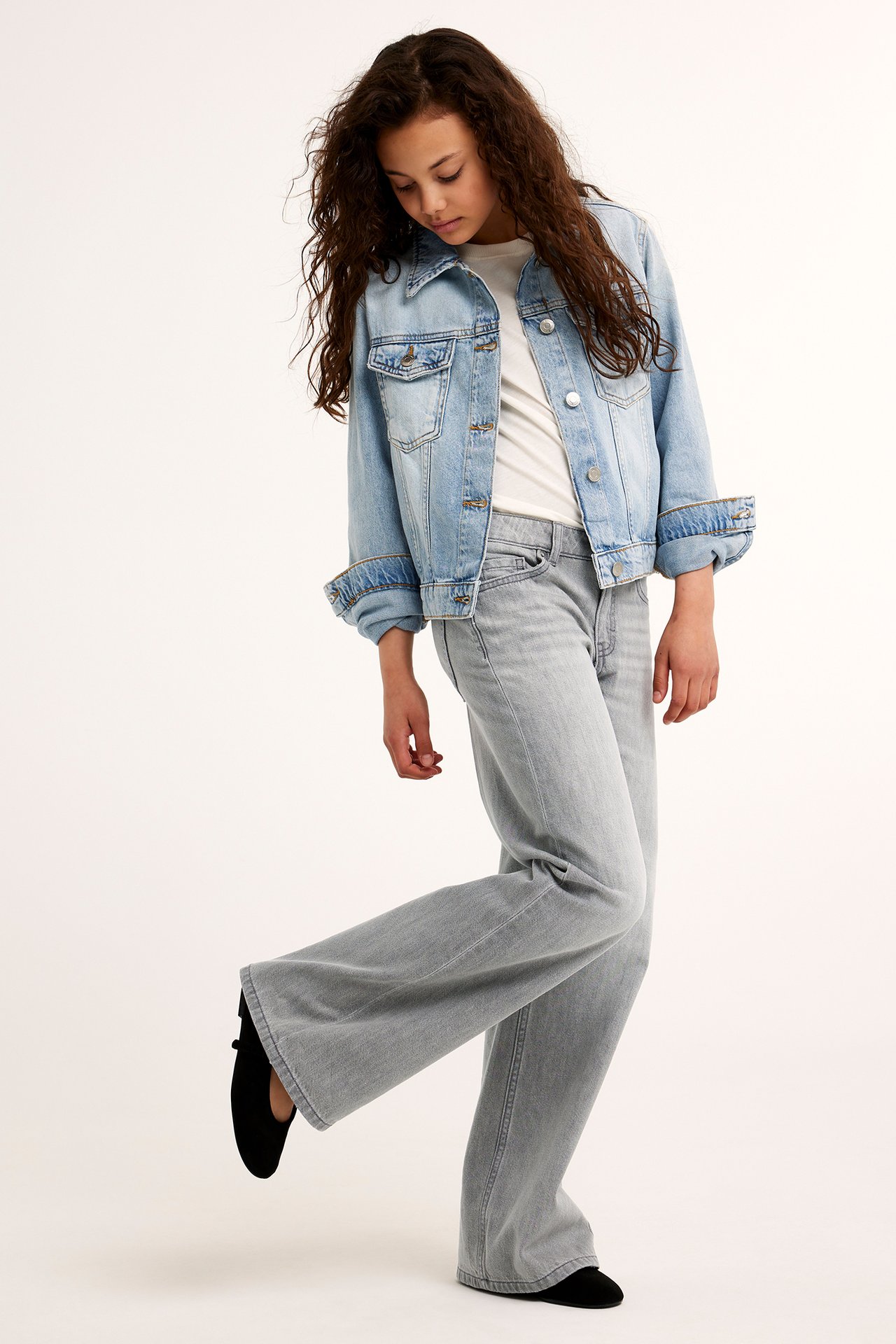 Loose jeans low waist - Ljusgrå - 1
