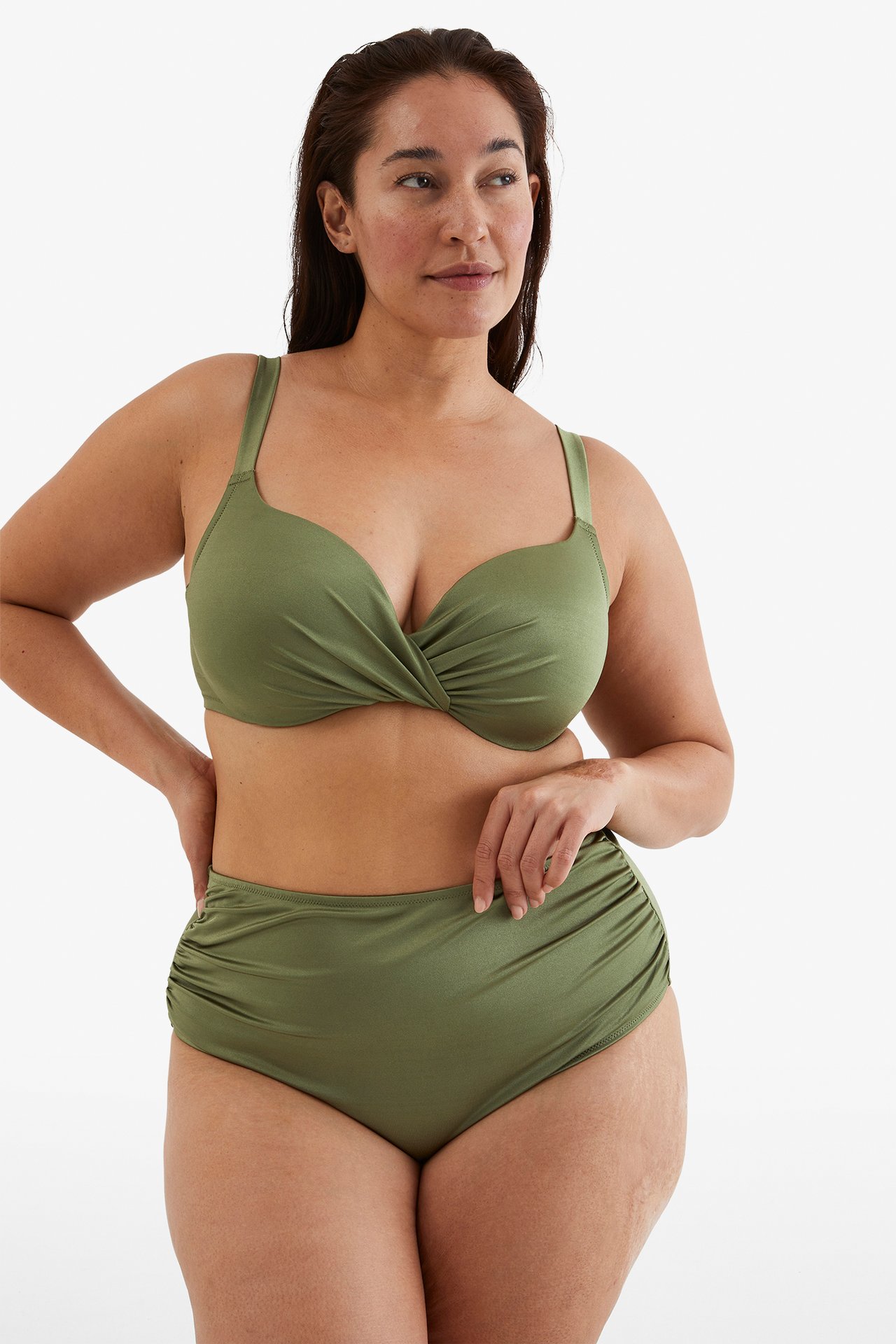 Kietaisumallinen bikiniyläosa - Vihreä - 2