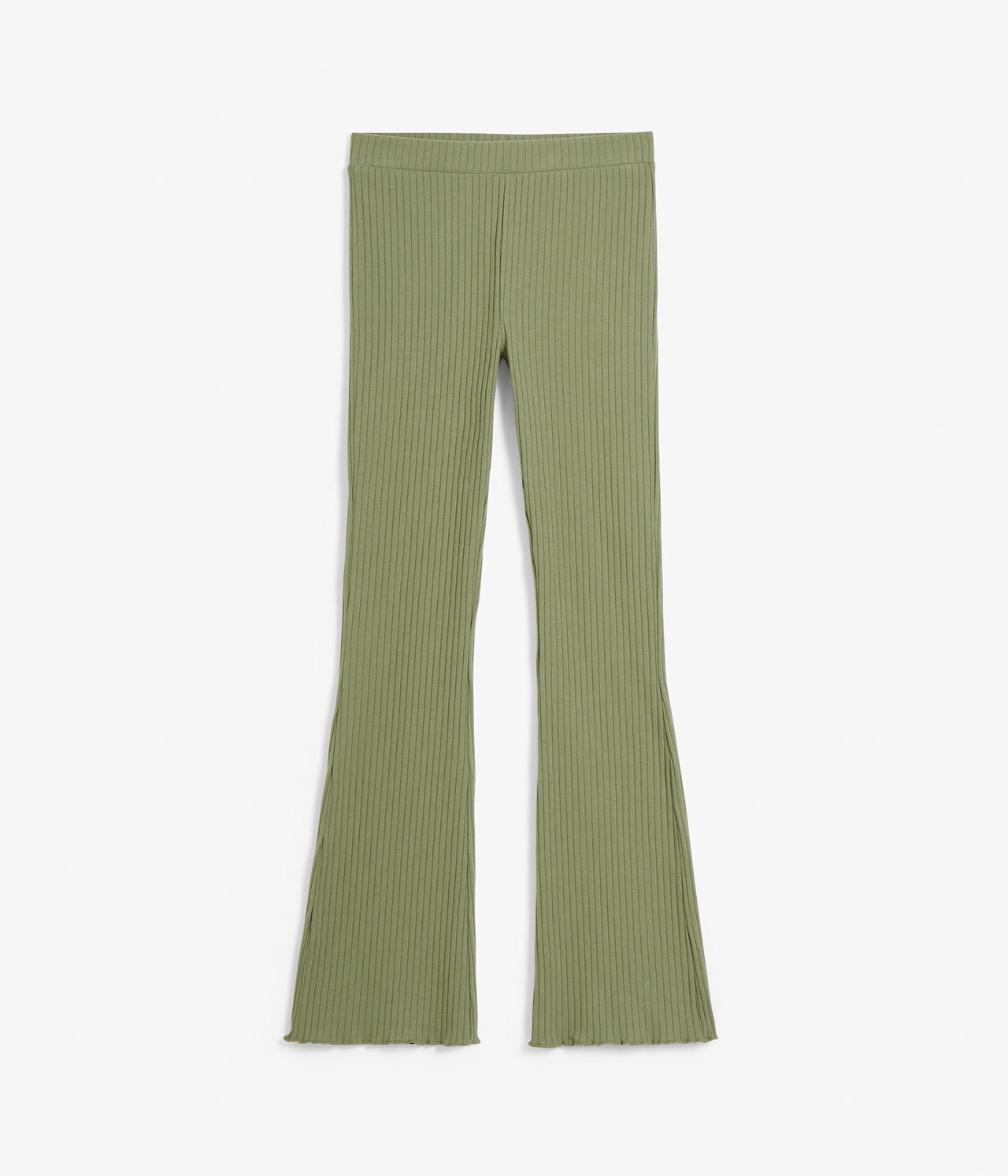 Ribbade utsvängda leggings - Mörkgrön - 3
