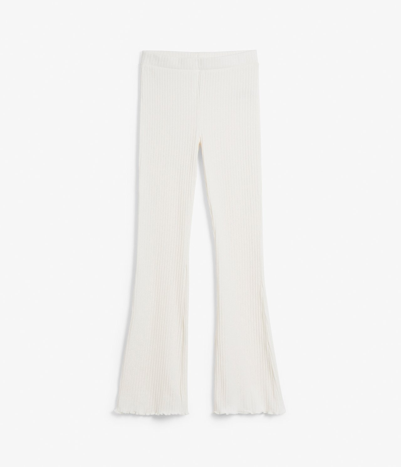 Prążkowane rozszerzane legginsy - Offwhite - 6
