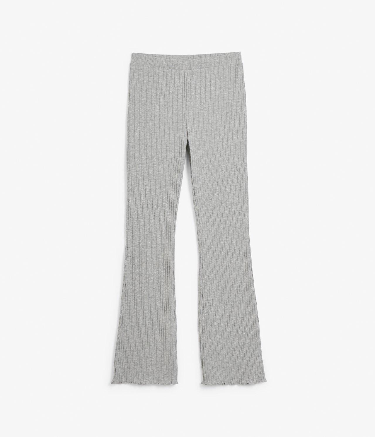 Ribbade utsvängda leggings - Ljusgrå - 5