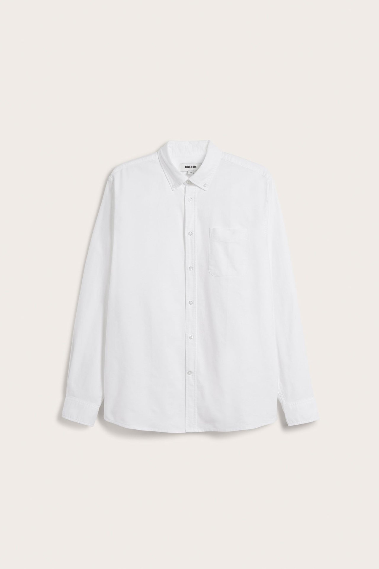 Widok z przodu: Męska biała koszula oxford z bawełny, regular fit, z kołnierzykiem button-down i kieszonką.