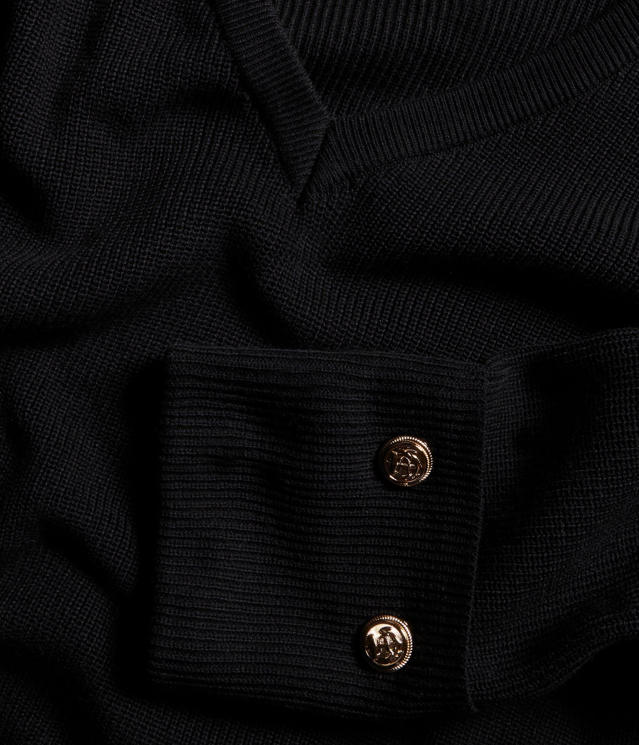 Sweter z prążkowanej dzianiny - Czarne - 4