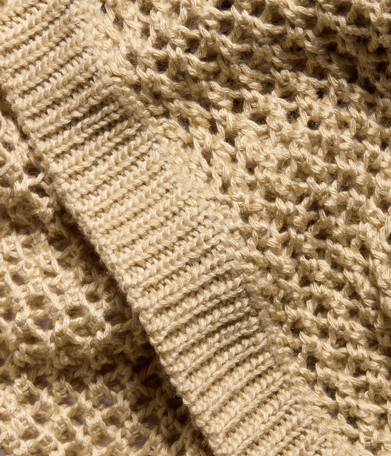 Kortärmad stickad tröja - Beige - 5