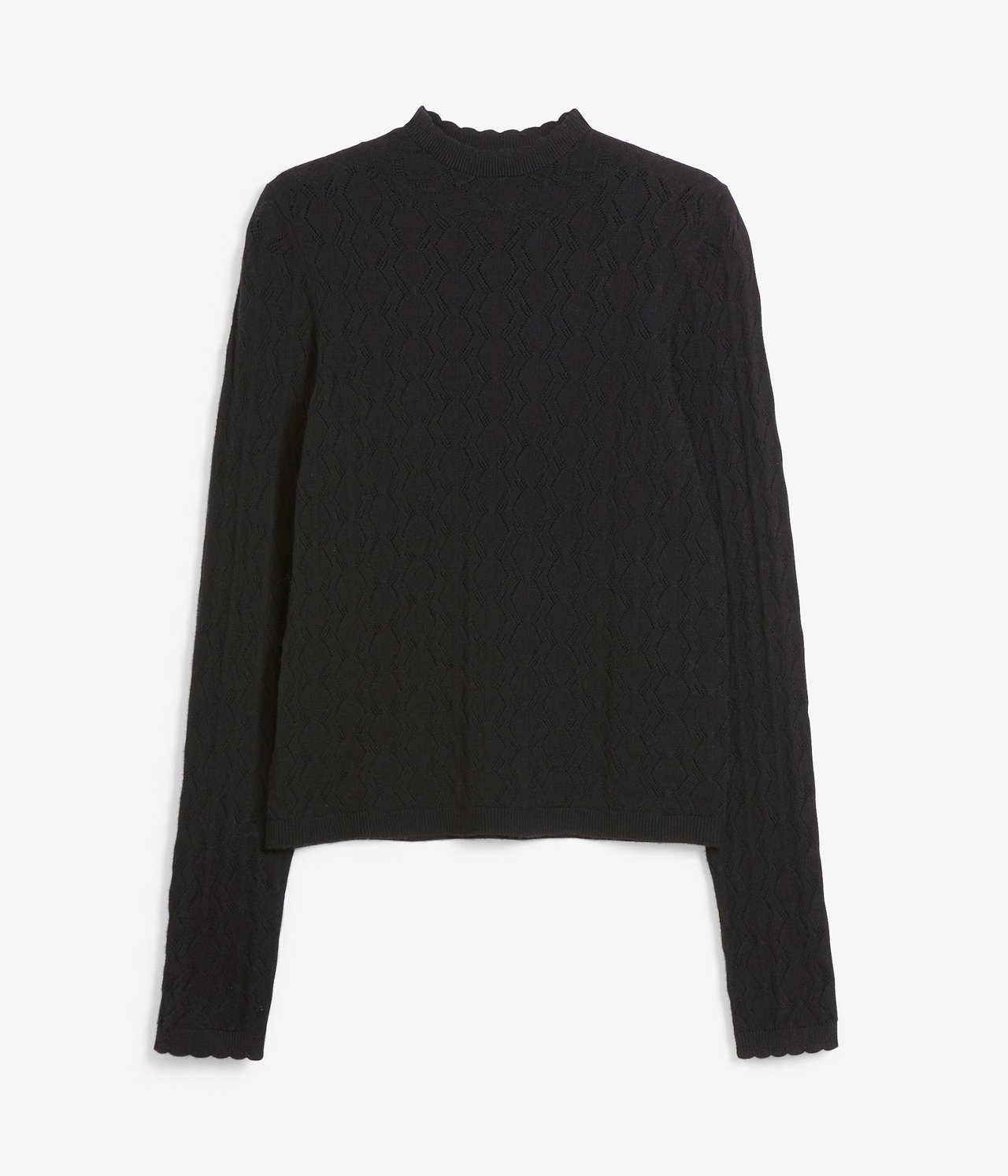 Sweter z dzianiny we wzory - Czarne - 6