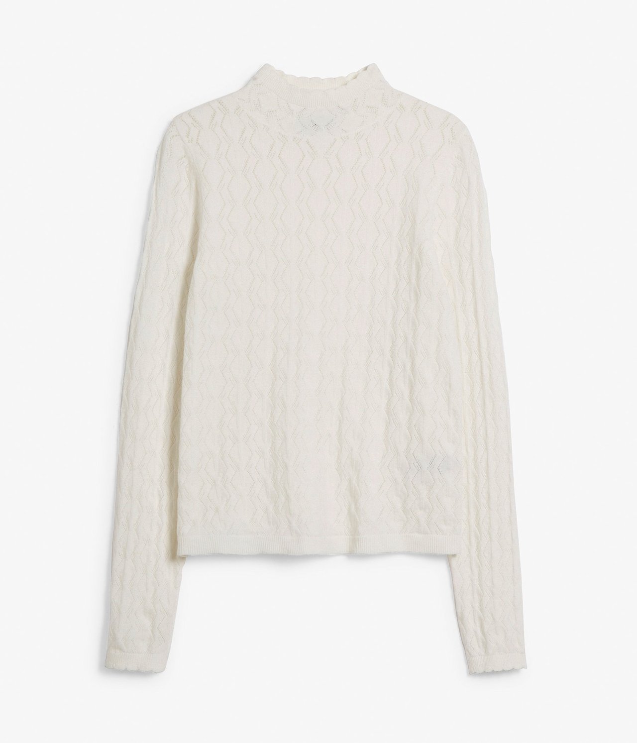 Sweter z dzianiny we wzory - Biały - 6