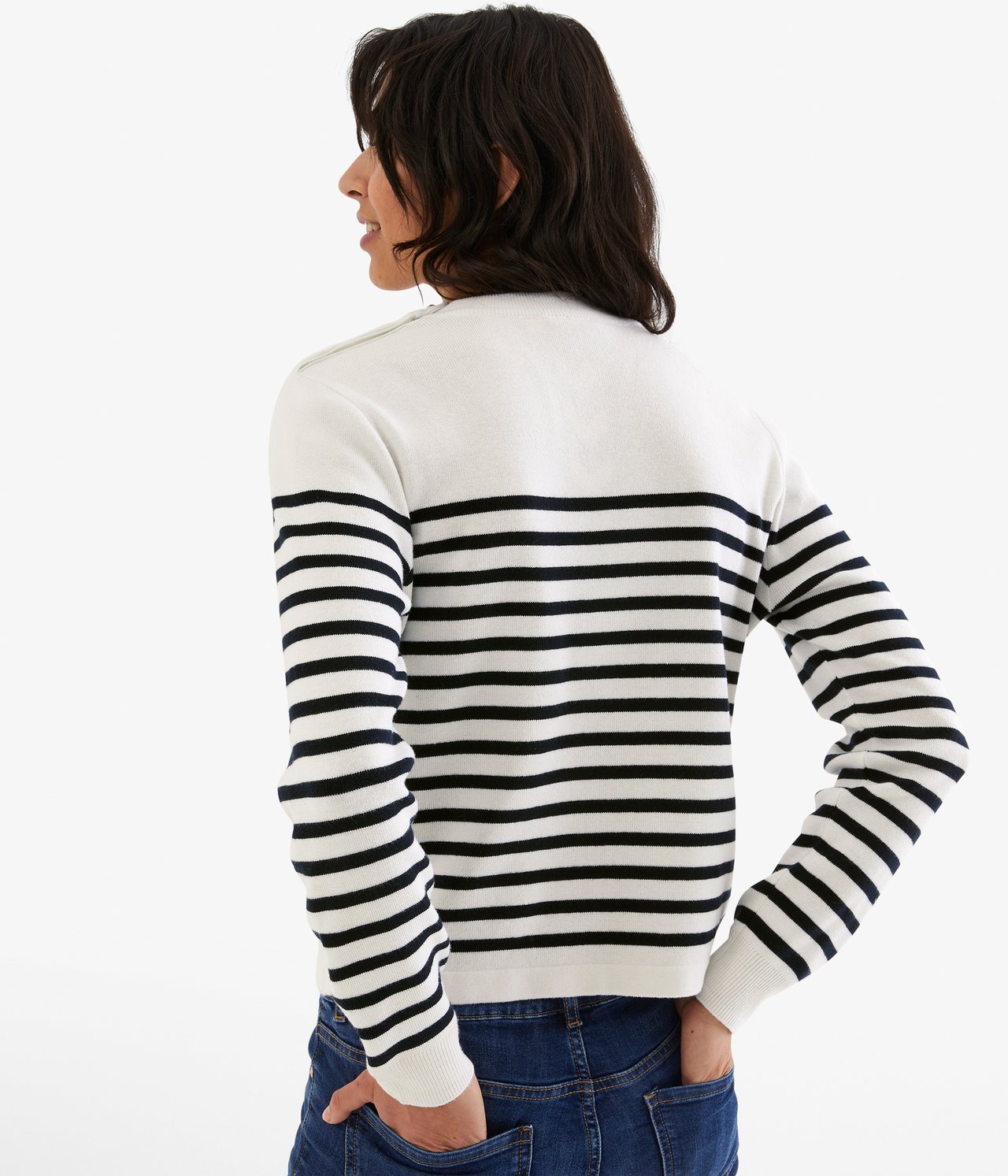 Bluza w paski, z guzikami - Offwhite - 4