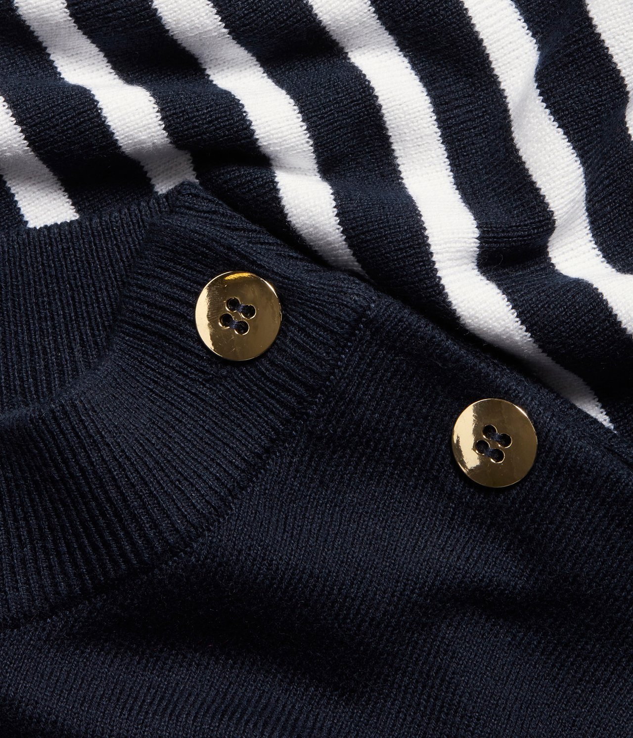 Randig tröja med knappar - Mörkblå - 5