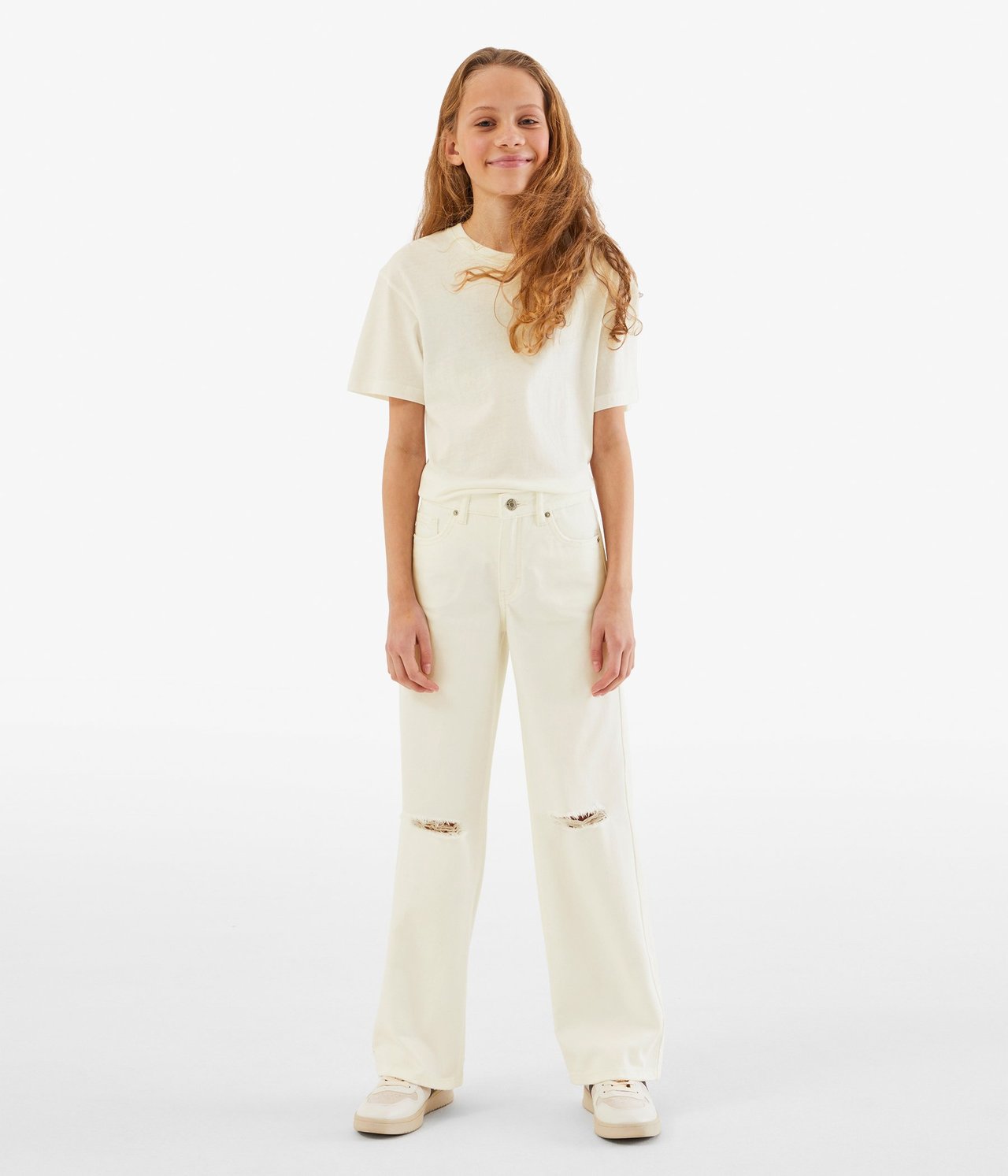 Jeans wide fit mid waist Luonnonvalkoinen - null - 3