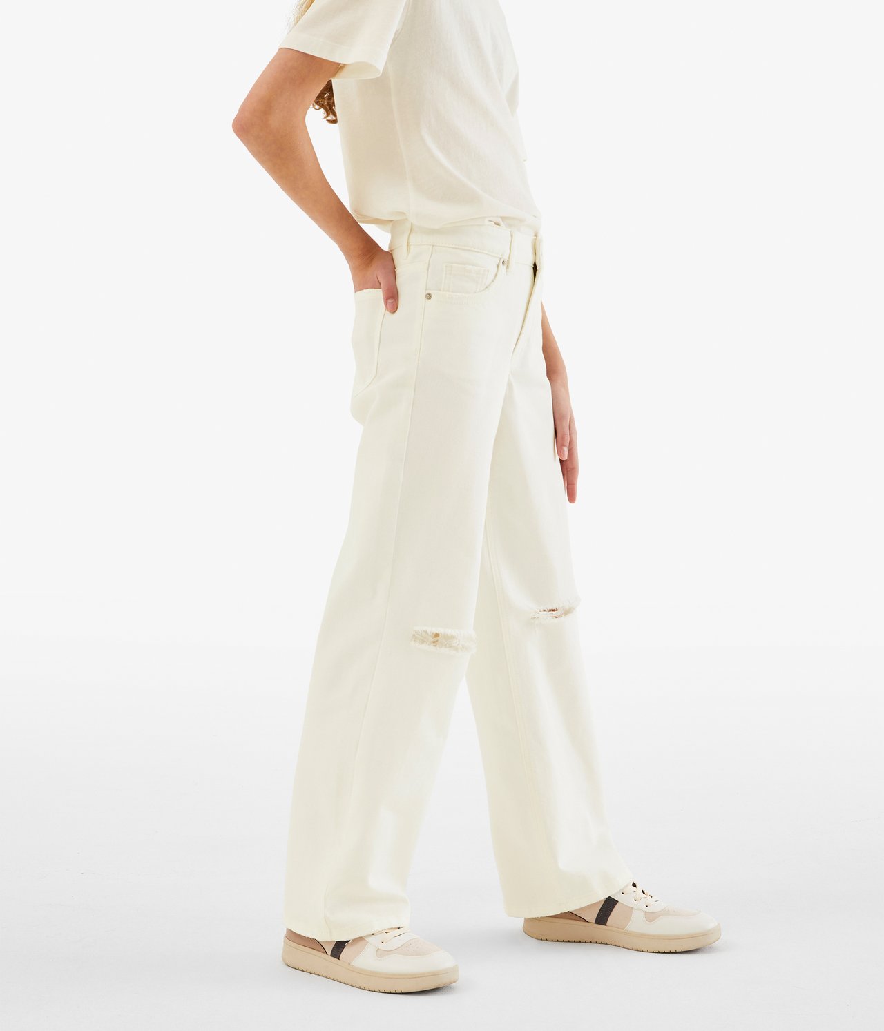 Jeans wide fit mid waist - Offwhite - 4