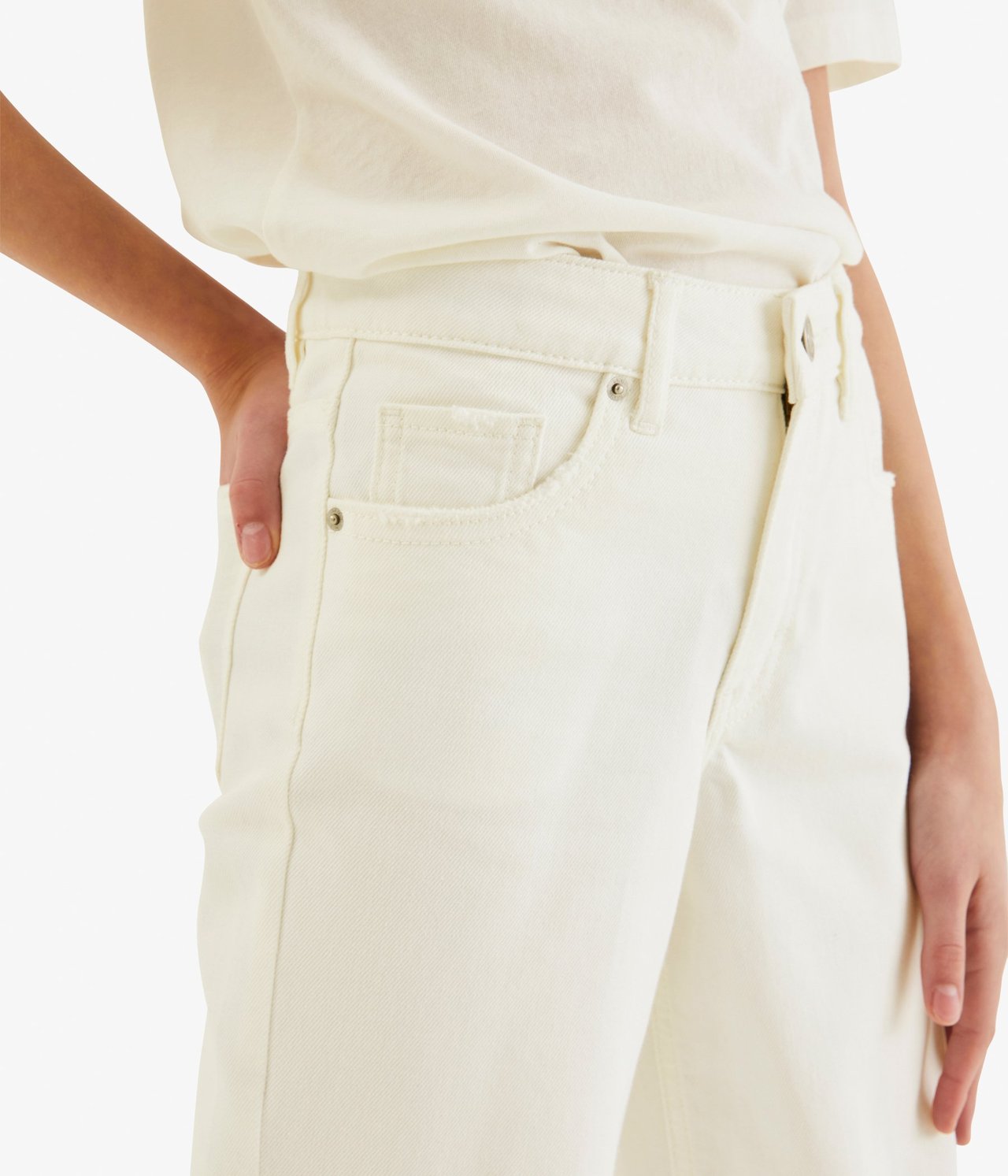 Jeans wide fit mid waist Luonnonvalkoinen - null - 6