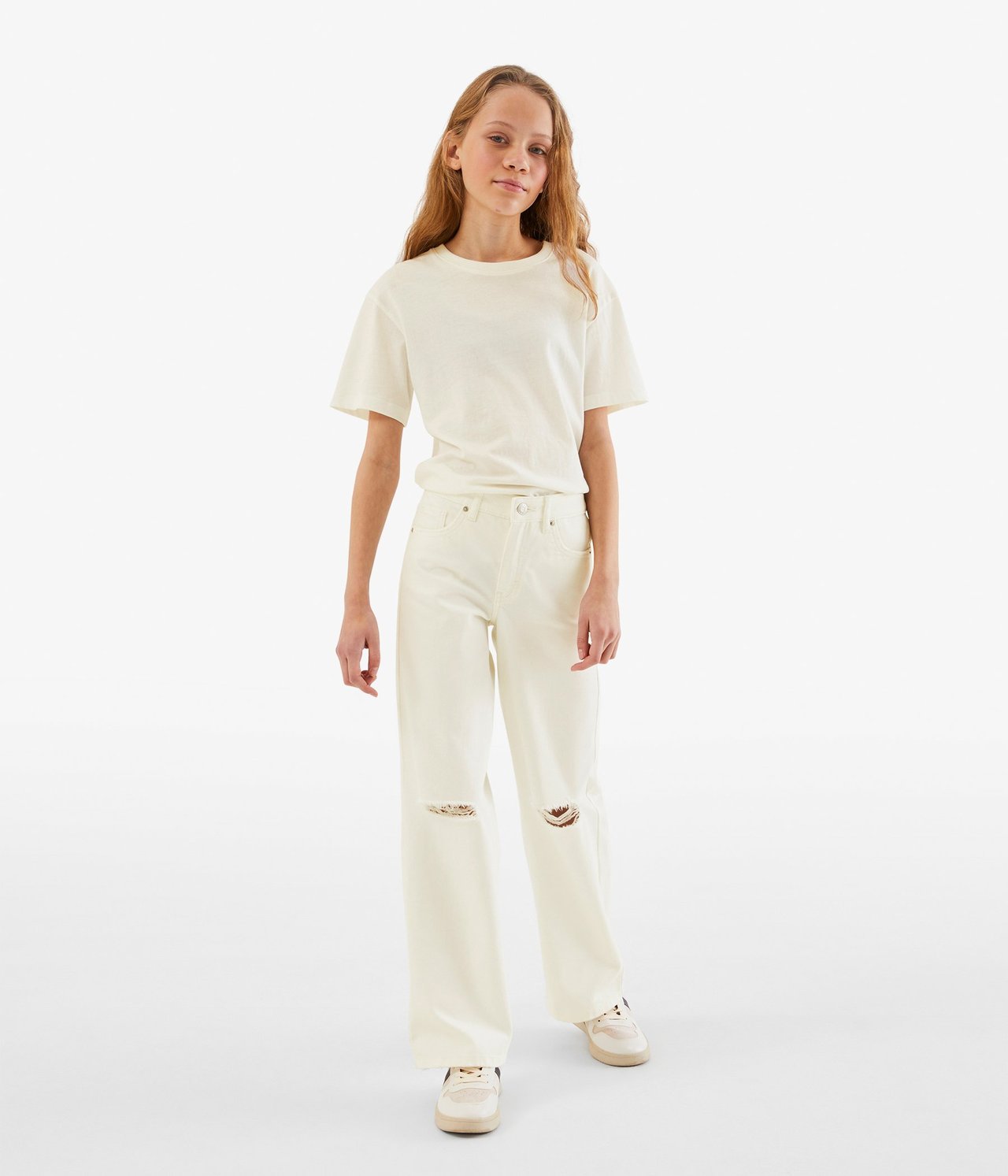 Jeans wide fit mid waist - Offwhite - 1