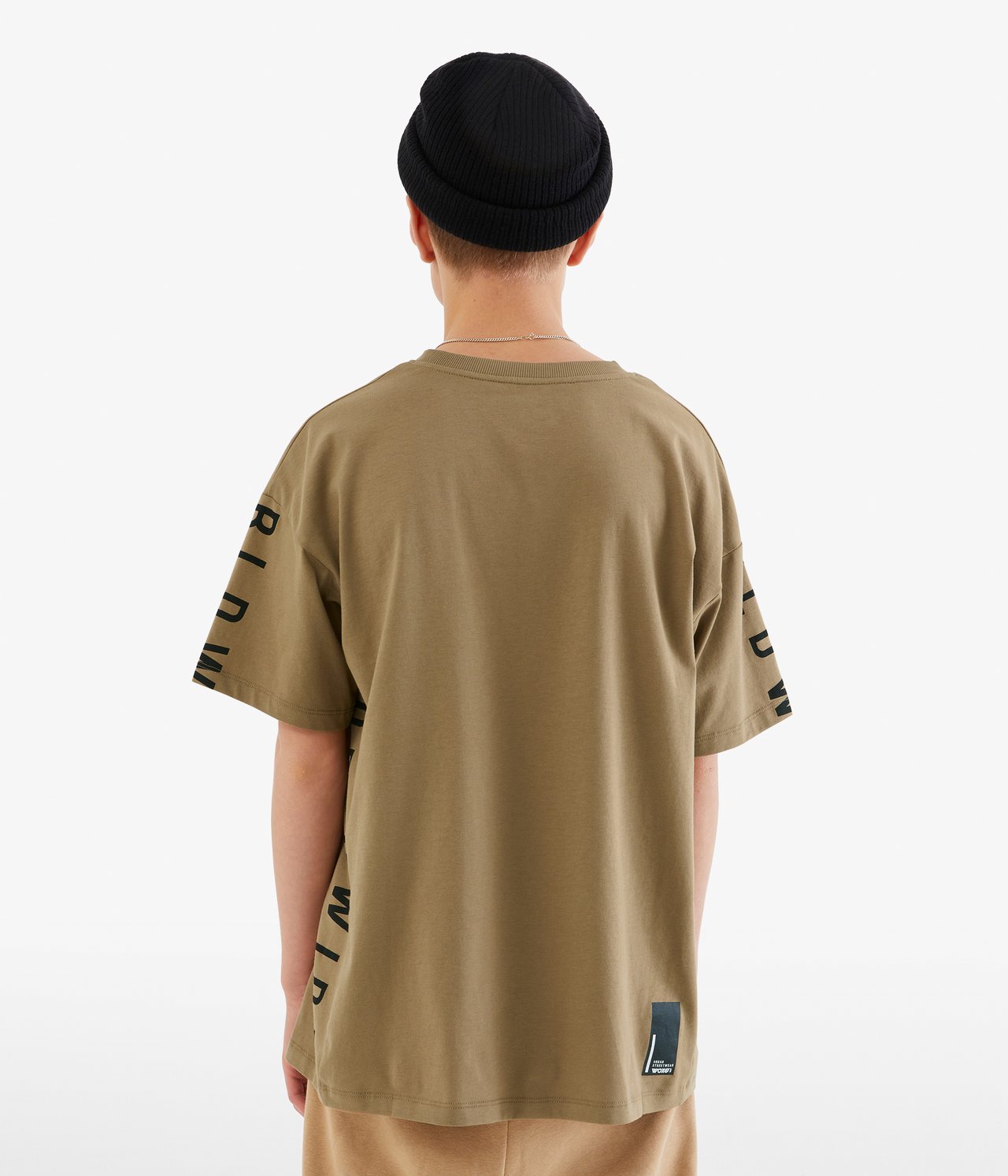 T-shirt z nadrukowanym napisem - Brązowy - 4
