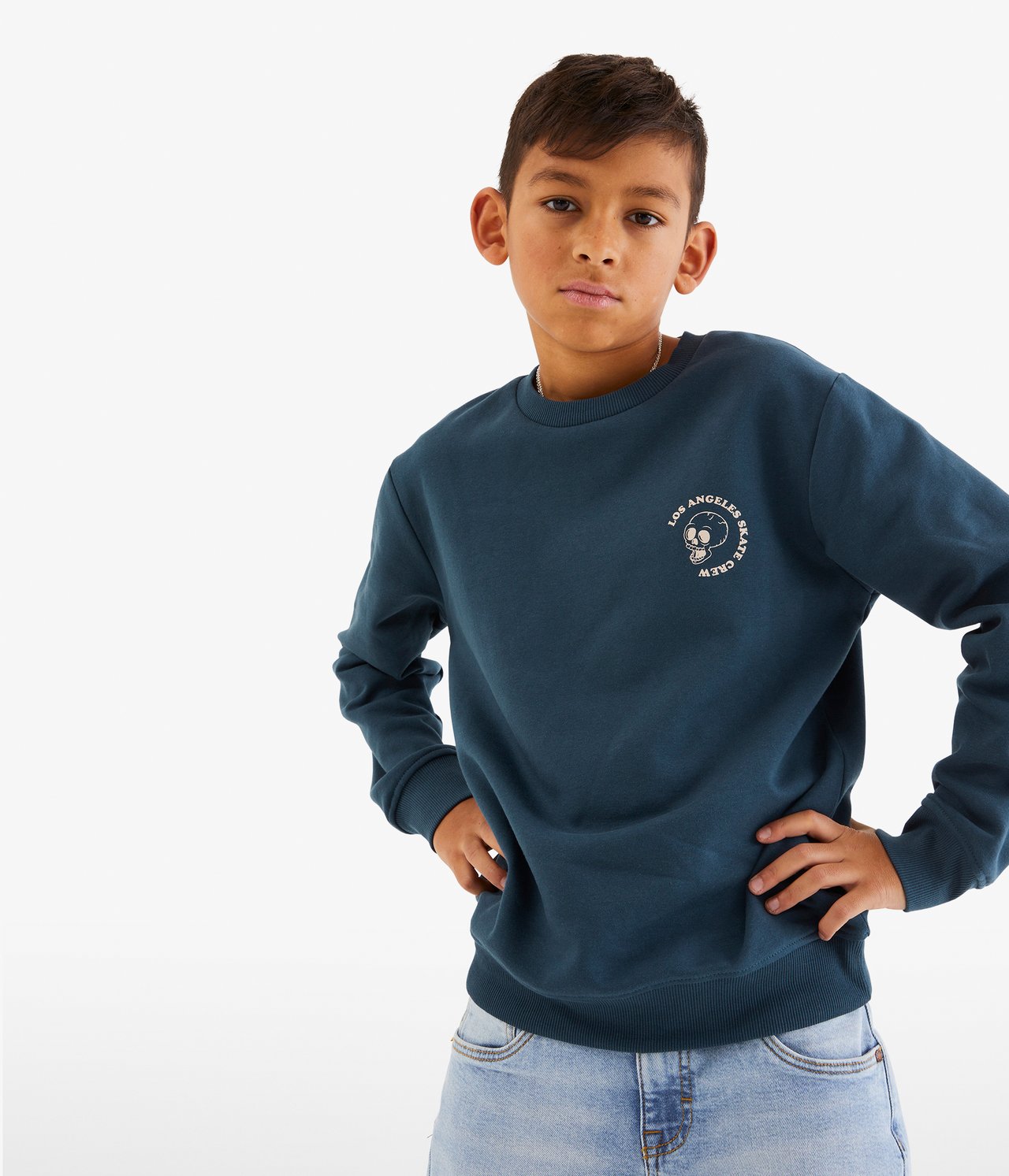 Bluza z nadrukiem na plecach - Ciemnoniebieski - 1