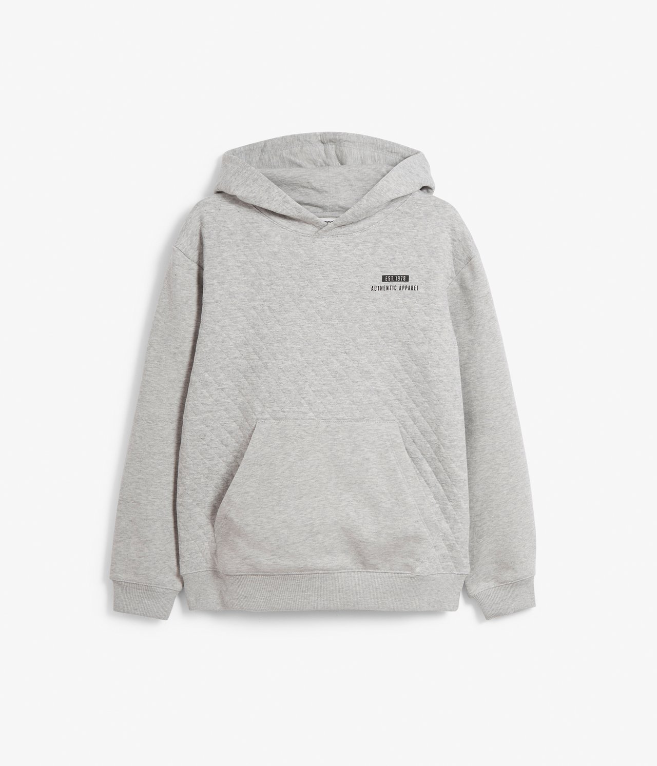 Quiltad hoodie - Gråmelerad - 5