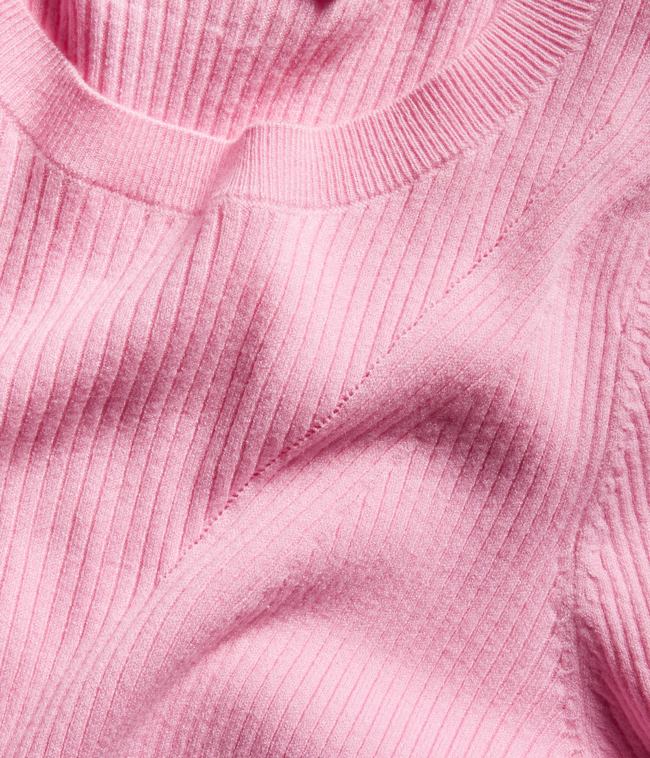 Sweter z prążkowanej dzianiny - Różowy - 5
