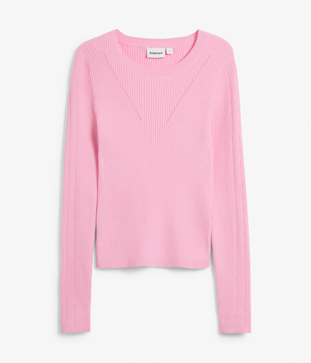 Sweter z prążkowanej dzianiny - Różowy - 6
