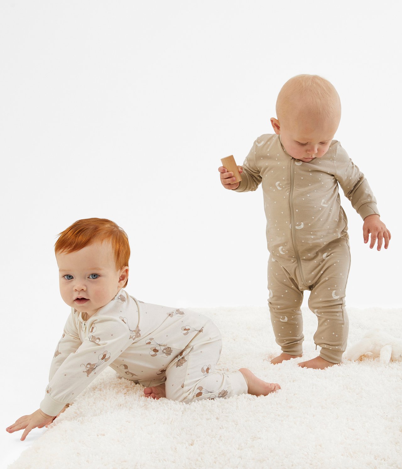 2 kpl kuviollisia vauvojen pyjamia Luonnonvalkoinen - null - 3