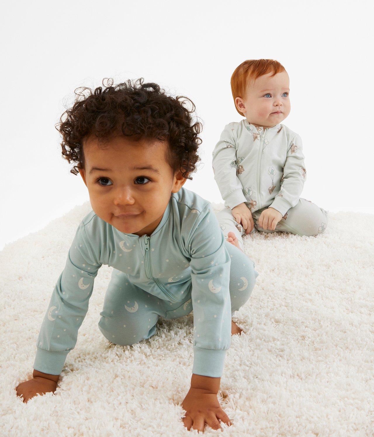 Mönstrad babypyjamas 2-pack - Ljusgrön - 2