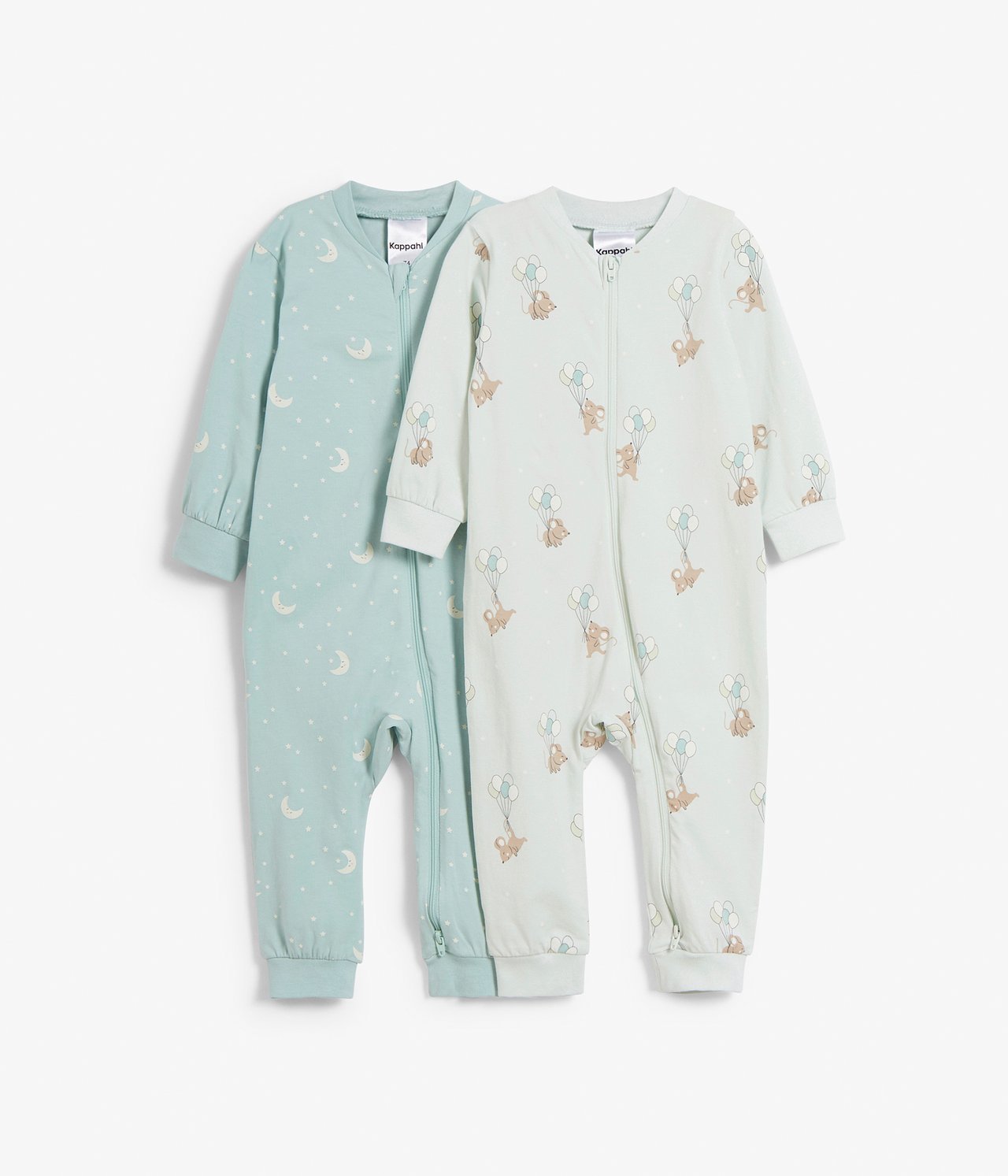 2 kpl kuviollisia vauvojen pyjamia - Vaaleanvihreä - 5