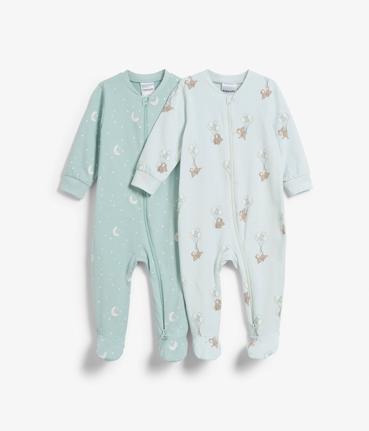 Mönstrad babypyjamas 2-pack - Ljusgrön - 6
