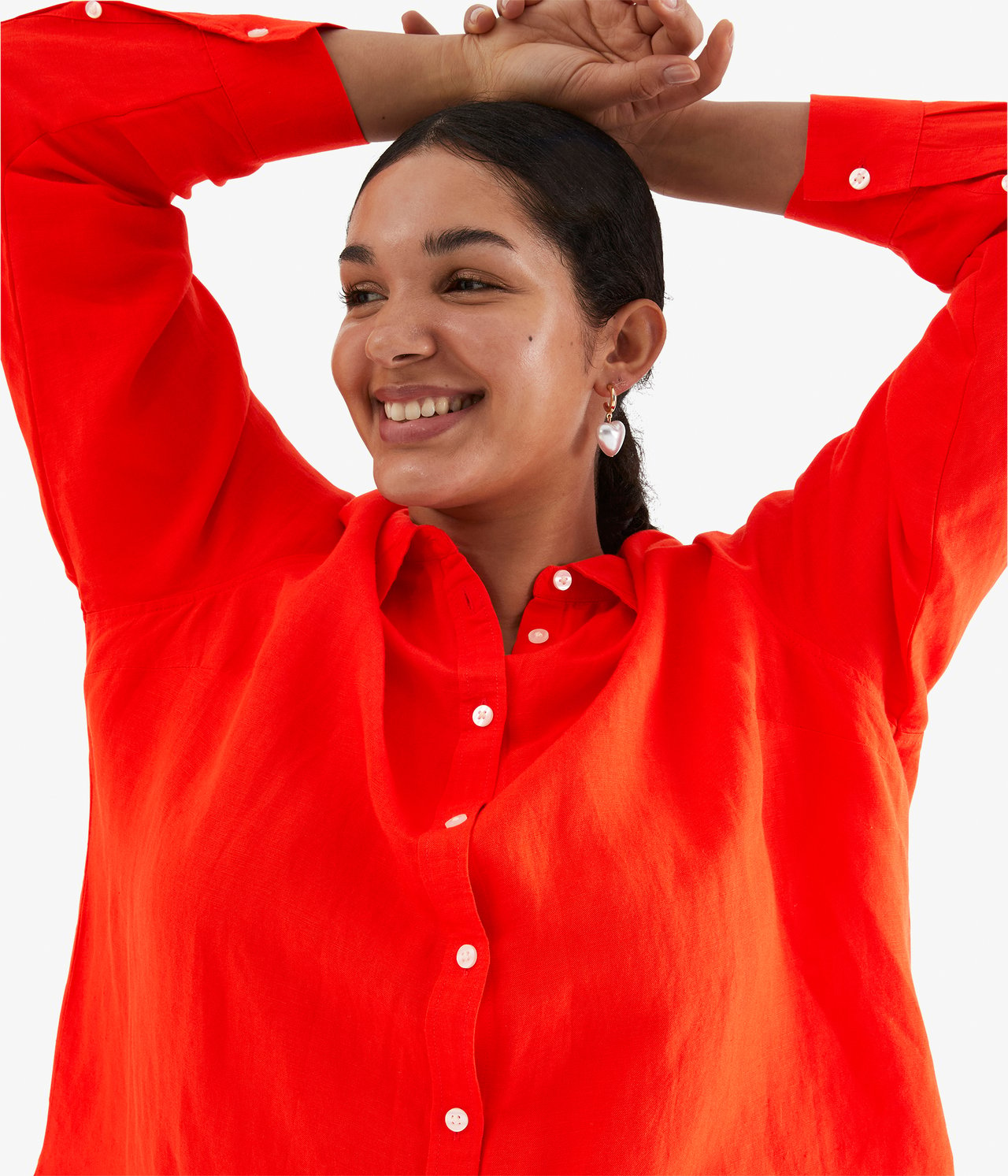 Skjorte i linblanding - Rød - 180cm / Storlek: XL - 3