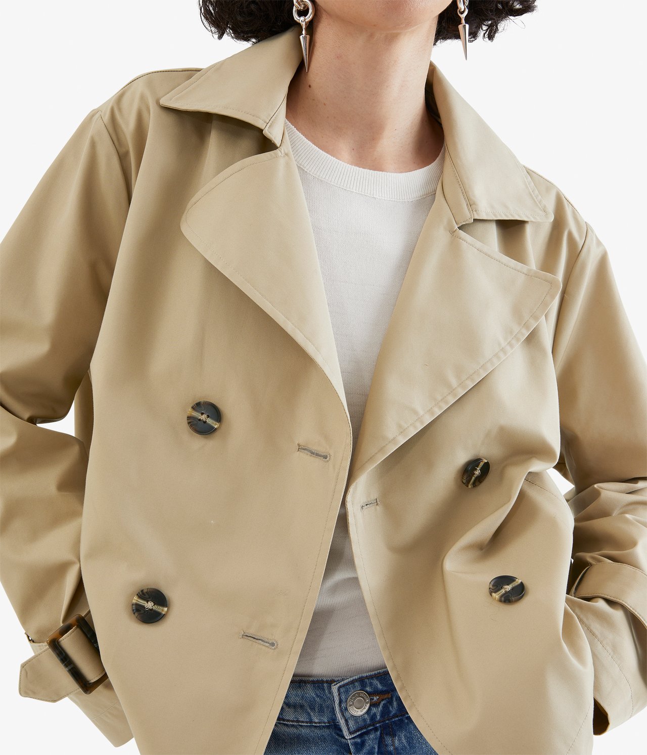 Kort trenchcoat - Beige - 3